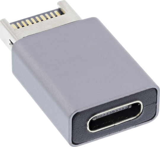 Inline USB 3.2 Adapter Internes USB-E Frontpanel Stecker auf USB-C Buchse
