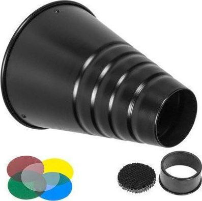 Studioleuchte Glareone Snoot mit Wabengitter + 4 Filter