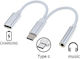 Premiumcord Premiumcord Adaptor Audio Jack 3.5mm Femelă USB-C + Port Încărcare USB Tip-C