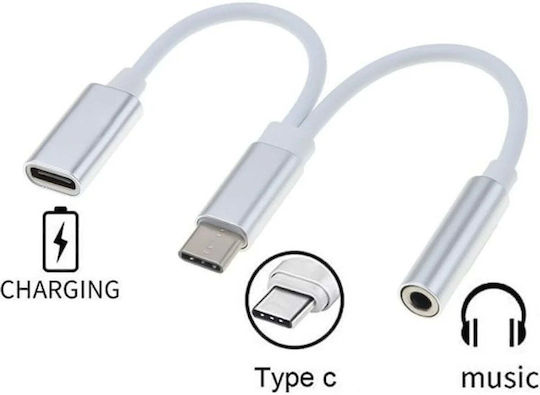 Premiumcord Premiumcord Adaptor Audio Jack 3.5mm Femelă USB-C + Port Încărcare USB Tip-C