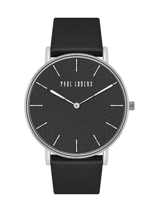 Paul Lorens Women's Watch with Black Leather Strap