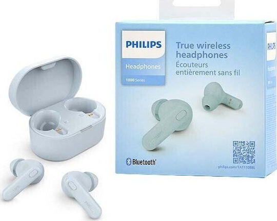 Philips TAT1108 In-Ear Bluetooth-Freisprecheinrichtung Kopfhörer mit Schweißresistenz und Ladeetui Blau