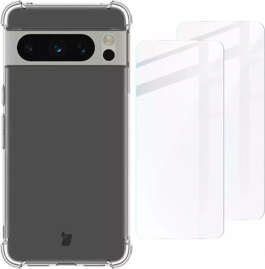 Bizon Clear Pack Case & 2x Screen Glass Задна корица Закалено стъкло Прозрачен (Google Pixel 8 Pro)
