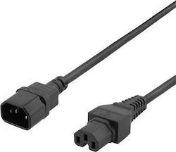 Deltaco IEC C15 / IEC C14 - IEC C15 / IEC C14 Kabel 1m Schwarz