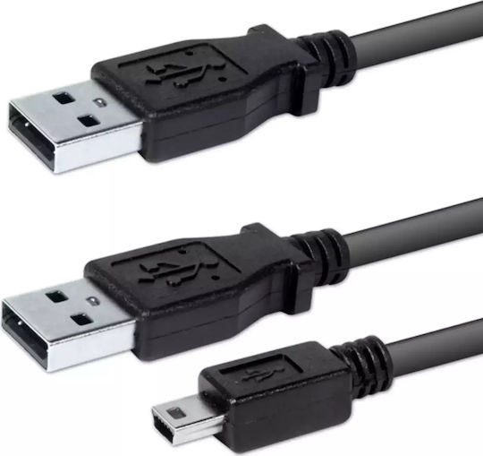 USB Cable Logo USB-A MicroUSB + USB-A 0.6 M Black