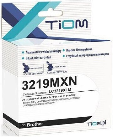 Tiom Συμβατό Μελάνι Εκτυπωτή InkJet Brother LC3219XLM 1500 Σελίδων Ματζέντα 1τμχ