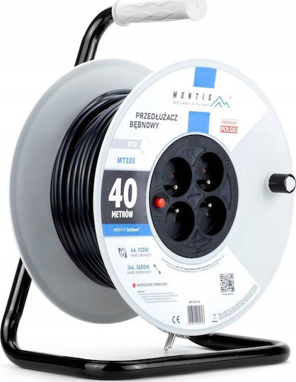 Montis Cablu de prelungire cu cablu de 40m Diametru 3 x 1.5mm² Neagră