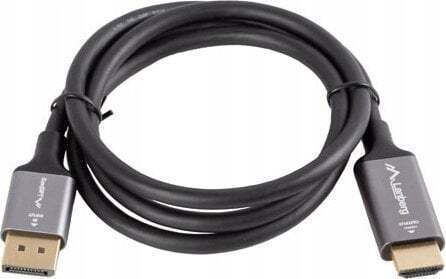 Lanberg DisplayPort M auf HDMI M Kabeladapter 1,8m 4K Schwarz-Silber