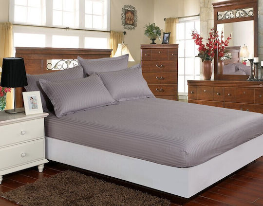 Pucioasa Sheet Set with 2 Pillowcases Double with Elastic 140x200+25cm. Anthracite Gray 3pcs