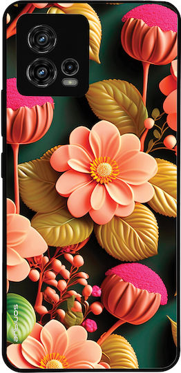 Sonique 3D Blumen-Serie Hülle für Motorola Moto G72 Lachsfarben
