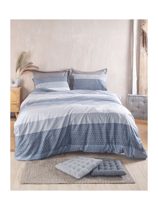 Rythmos Bettwäsche-Set King Size 260x280cm. Robin Blue 4Stück