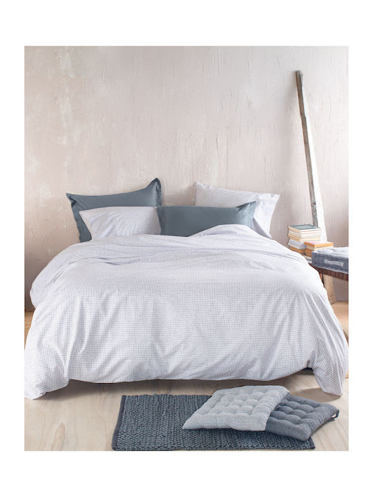 Rythmos Bettbezug-Set Baumwolle Übergröße mit 2 Kissenbezügen 225x250 Pacify White