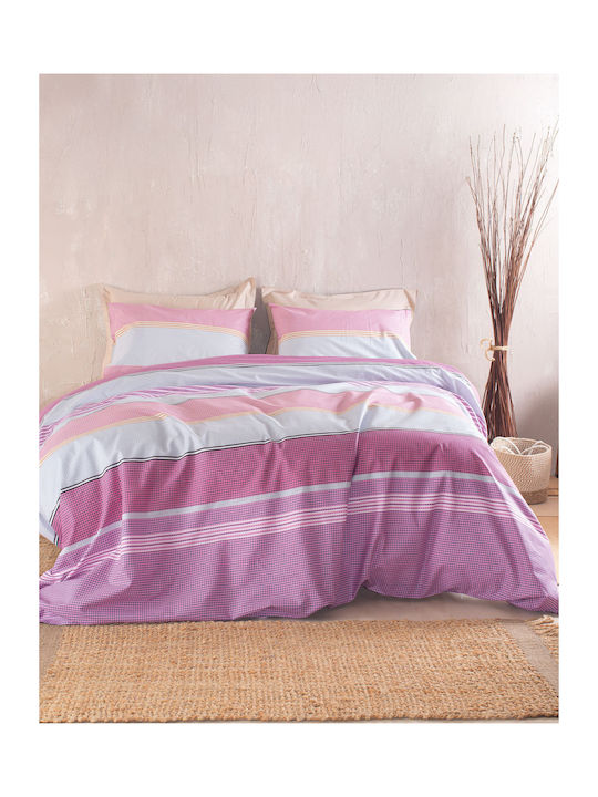 Rythmos Bettbezug-Set Baumwolle Übergröße mit 2 Kissenbezügen 225x250 Boost Pink