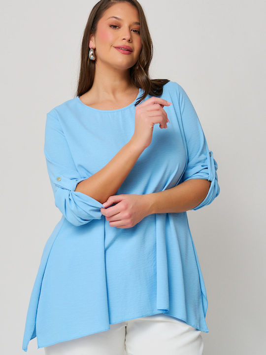 Damen Bluse Langärmelig Blue