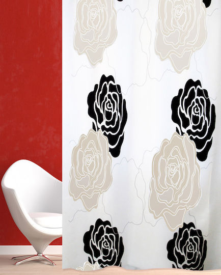 San Lorentzo Black Rose Shower Curtain Fabric 240x180cm Black Rose