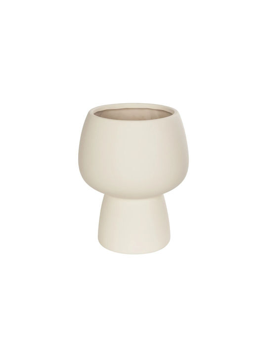 GloboStar Διακοσμητικό Βάζο Κεραμικό Morea Μπεζ Φ17xΥ20cm