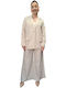 Women's Beige Set with Pants in Loose Fit Striped