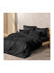 Cottonbox Cotton Duvet Cover Set 200x220cm Double With 2 Pillowcases & 1 Bed Sheet Black Plaid