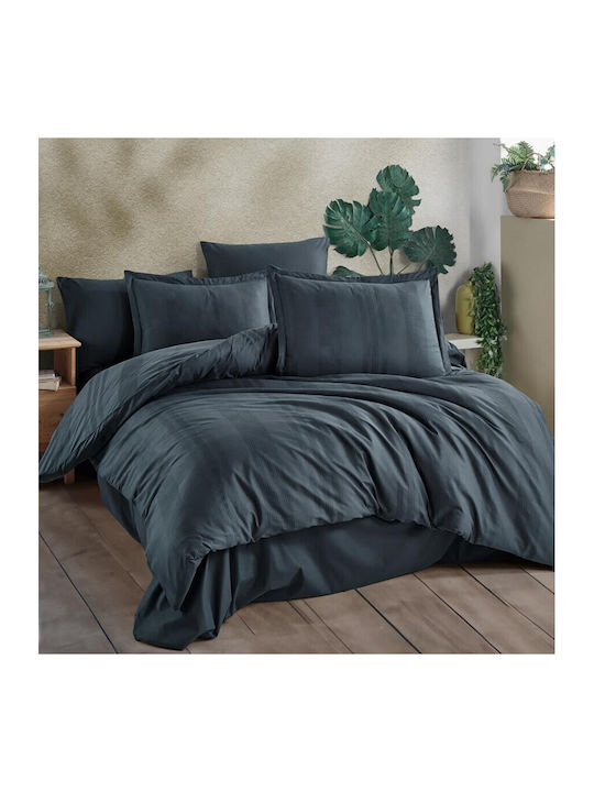 Clasy Home Set Husă de Pilotă Dublă cu 2 Fețe de Pernă & 1 Cearsaf 200x220 Antracit