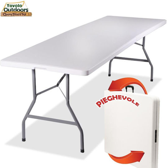 Bakaji Tabelle Metall für Camping Klappbar Campingmöbel 244x76x72cm Weiß