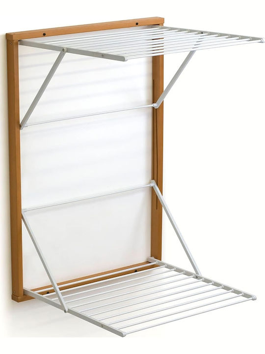 Folding Wall Clothes Drying Rack Wooden with Hanging Length 13m