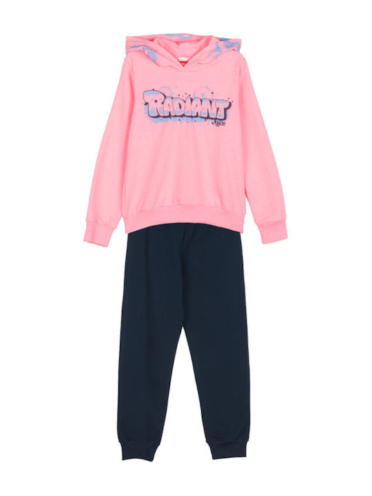 Joyce Kids Sweatpants Set Fuxia, Blue 2pcs Girls