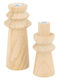 Atmosphera Set of Candle Holders Wooden in White Color 10.5x10.5x23.5cm 2pcs
