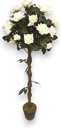 Künstlicher Rosenbaum Weißer Plastiktopf 120 cm