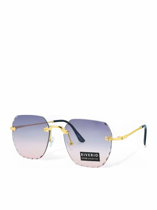 Riverio Unisex Γυαλιά Ηλίου με Χρυσό Μεταλλικό Σκελετό και Μπλε Ντεγκραντέ Φακό RV42414