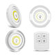 Set 3 Led Lamps 3w Cob Remote Controlled Battery Operated White