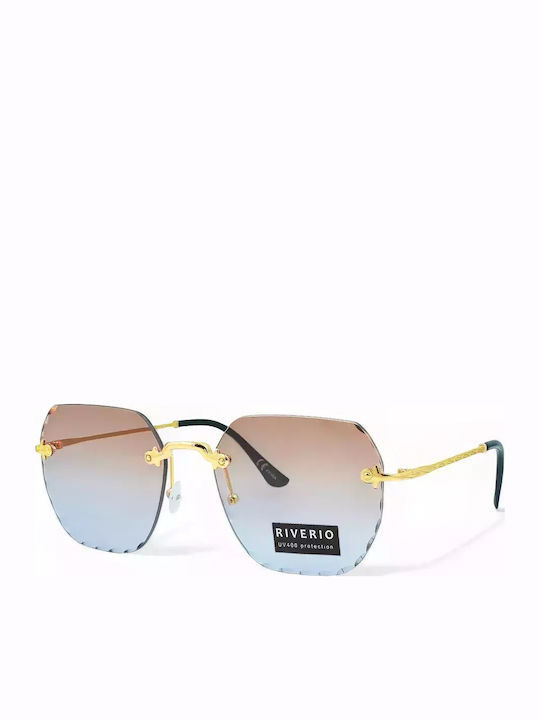Riverio Unisex Γυαλιά Ηλίου με Χρυσό Μεταλλικό Σκελετό και Γκρι Ντεγκραντέ Φακό RV42412