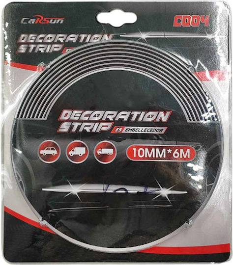 Protective Decorative Car Strip 10mm X 6cm Silver Carsun C004