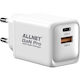 Allnet Încărcător Fără Cablu GaN cu Port USB-A și Port USB-C 45W Livrarea energiei Albς