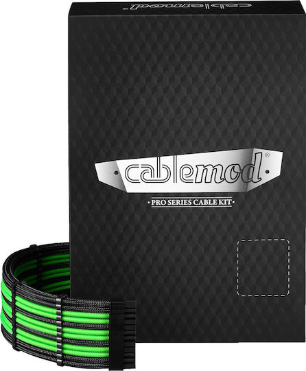 Cablemod C-Serie Pro Modmesh Gesleevtes 12v-2x6 12vhpwr Dual Stealthsense Kabelkit Corsair Typ 4 Rm Black Label Rmi Rmx Schwarz Grün Cm-pcsr-16x2kit-nkklg-r-ss