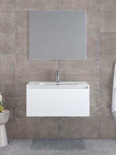 Furnibath Πάγκος με Νιπτήρα & Καθρέπτη Μ81xΒ35xΥ46cm Λευκός