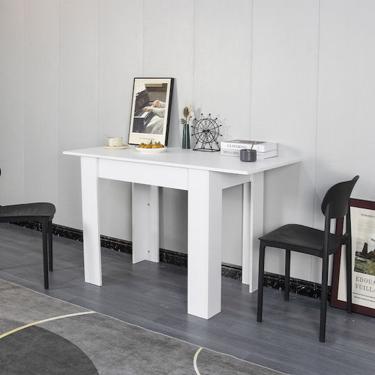 Table Kitchen Extendable Wooden White 90(+30)x60x78cm