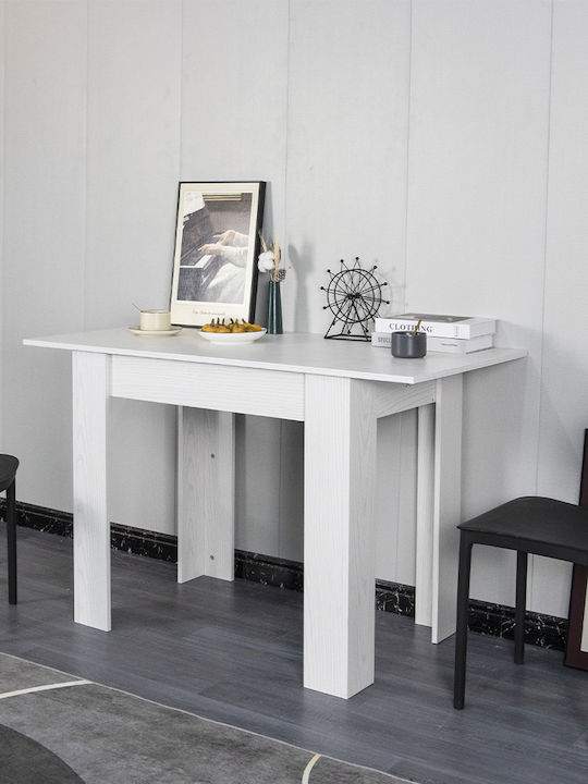 Table Kitchen Extendable Wooden White Frasinato 90(+30)x60x78cm