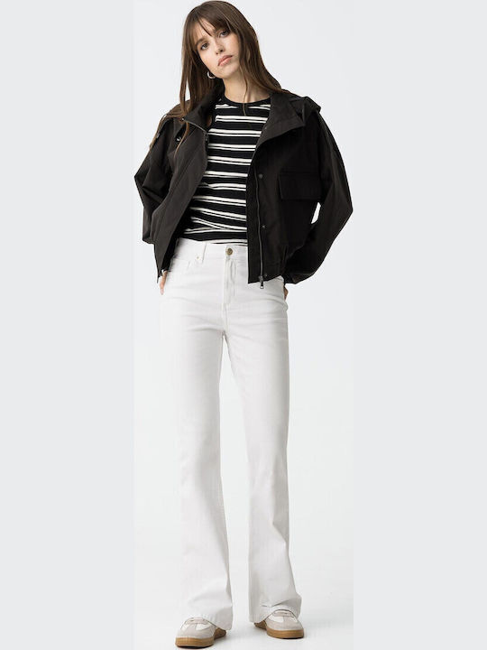 High Waist Women's Jean Trousers Flared White