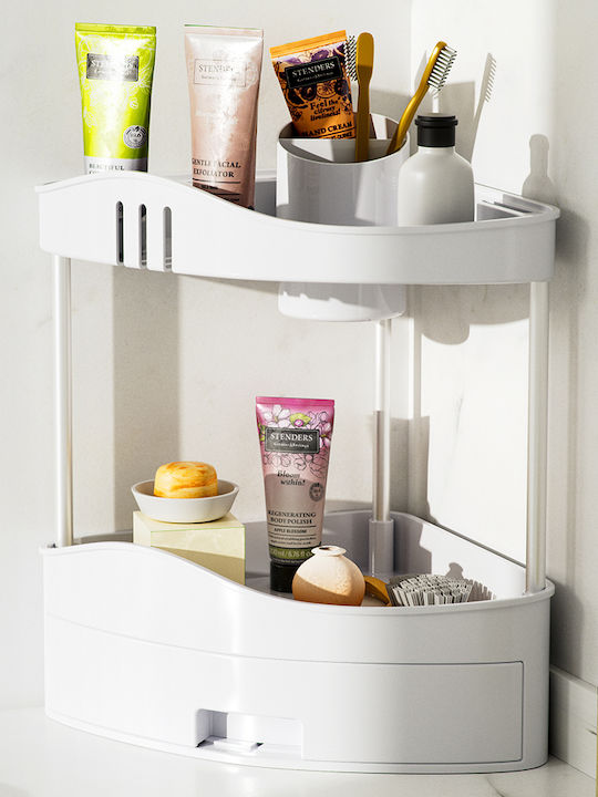 Bakaji Wall Mounted Bathroom Shelf Plastic 33.5x21x38cm White