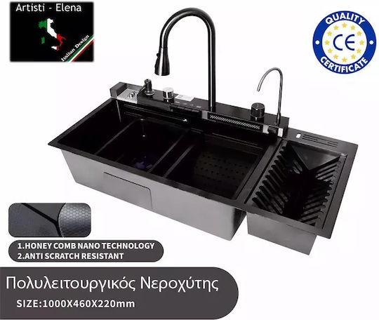 Eingebauter Inox Küchenspüle M100xB46cm Anthrazit