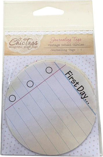 Ταμπέλες School Vintage Circle 6τμχ Scrapbooking 9x7cm