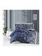 First Choice Set Husă de Pilotă Dublă cu 4 Fețe de Pernă & 1 Cearsaf 200x220 Albastru