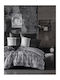 Pucioasa Bettbezug-Set Doppelbett mit 2 Kissenbezügen & 1 Bettlaken 200x220 Schwarz