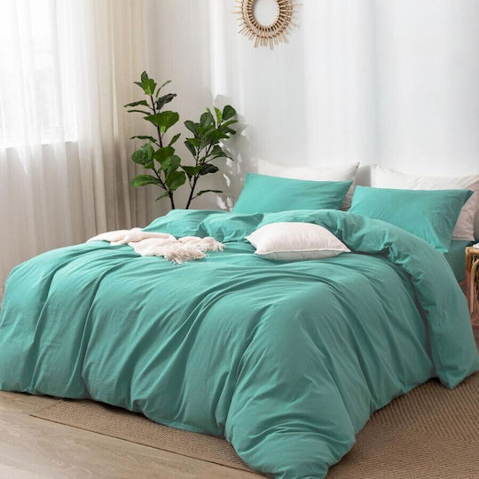 Pucioasa Σετ Παπλωματοθήκη 200x230cm Διπλή με 2 Μαξιλαροθήκες & 1 Σεντόνι Mint Green
