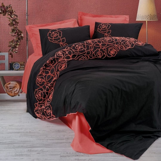 Cottonbox Set Huse Pentru Pilote 200x220cm Dublu Cu 2 Fețe De Pernă Și 1 Cearșaf Rosen Coral