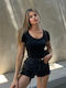 Damen Bluse Kurzärmelig black