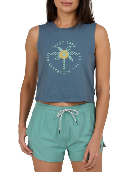 Γυναικείο Crop Top Αμάνικο Floral Fin Blue