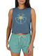 Γυναικείο Crop Top Αμάνικο Floral Fin Blue