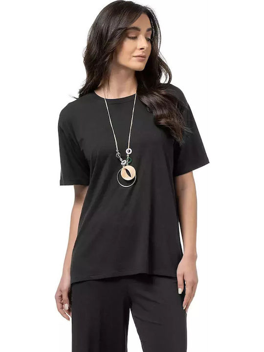 Bodymove Damen Bluse Kurzärmelig Schwarze