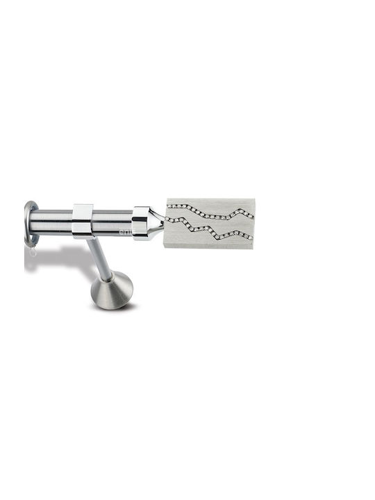 Enis by Domus Metallic Curtain Pole Danae Double with Rail Φ25mm 160cm Nickel Matte-Chrome